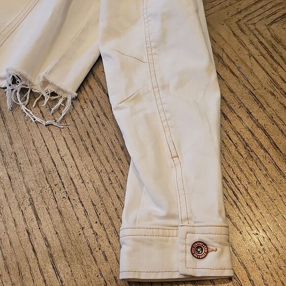 Frye Cropped Off White Denim Jacket Size S - Picture 9 of 12